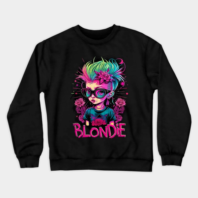 Blonde Rock Girl Vintage Crewneck Sweatshirt by VACO SONGOLAS